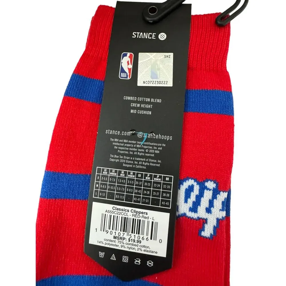 New Stance x NBA Los Angeles Clippers Classics Crew Socks Size Large 9-13
